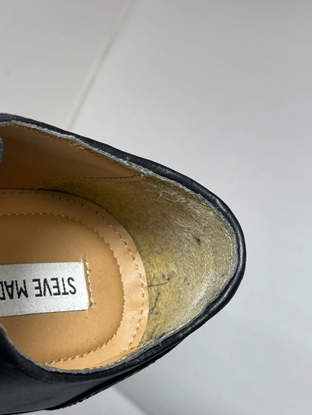 Steve Madden Men's Black Leather Cap-Toe Oxfords Size 8.5